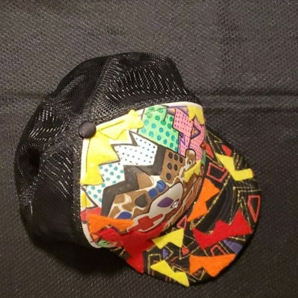 Trucker Hat, Custom Patchwork X! Euc - image 3